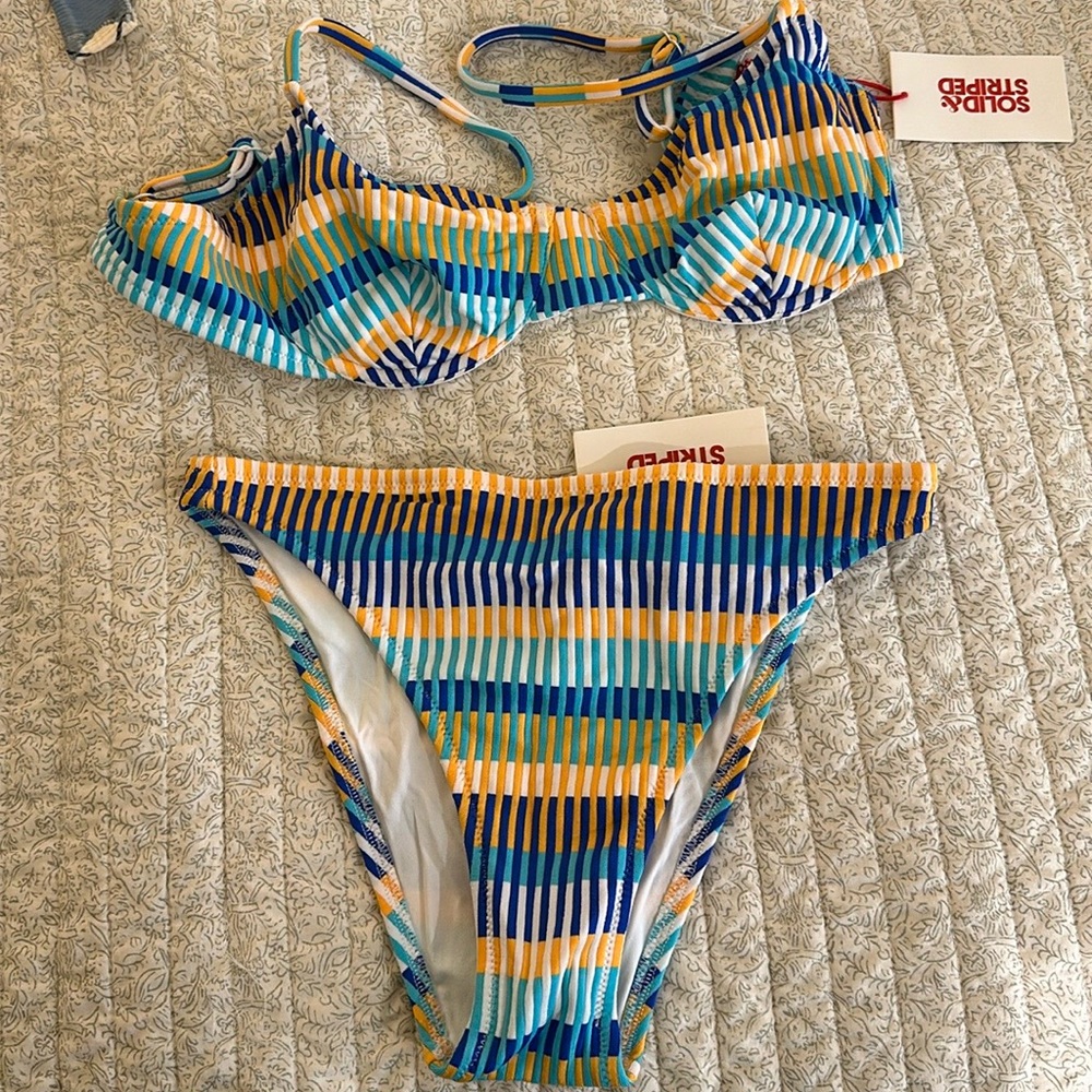 Solid and Striped Technicolor Mosaic Bikini NWT